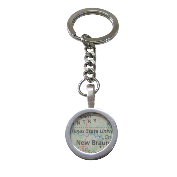 Texas State University Map Pendant Key Chain - Picture 1 of 2